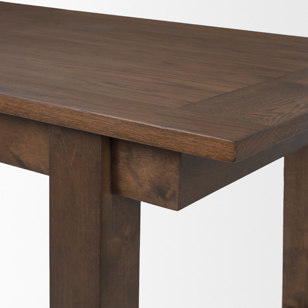 106" Dark Brown Solid Wood Self-Storing Leaf Sled Base Extendable Dining Table