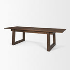 106" Dark Brown Solid Wood Self-Storing Leaf Sled Base Extendable Dining Table