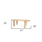 91" Brown Solid Wood Oval Dining Table