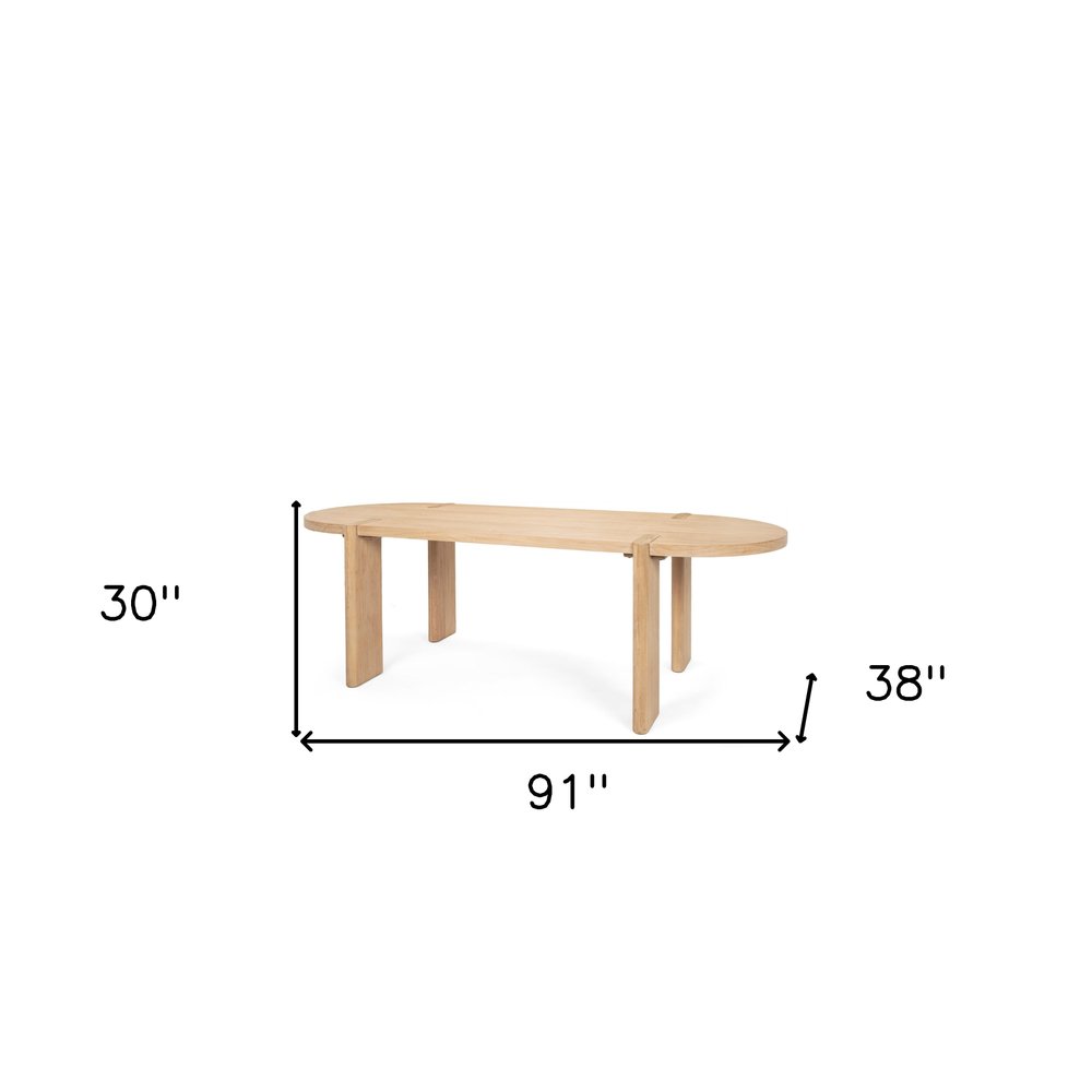 91" Brown Solid Wood Oval Dining Table