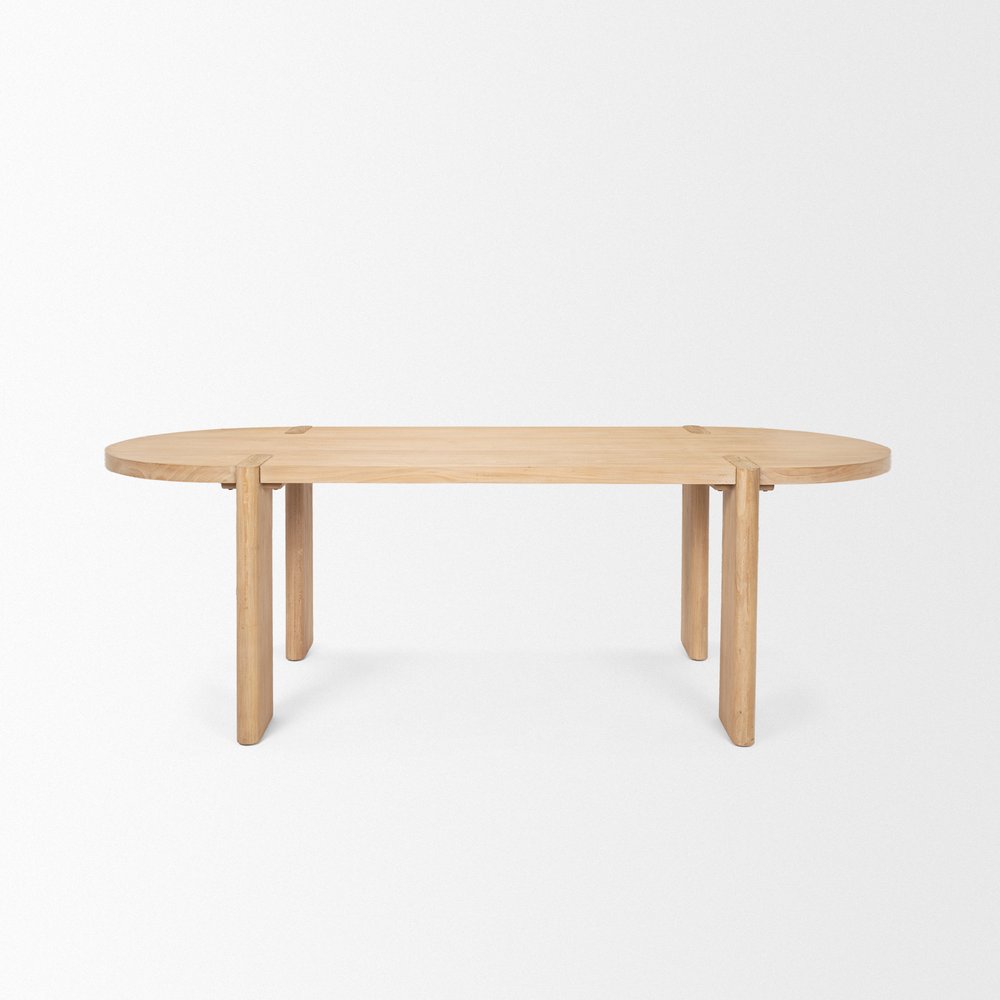91" Brown Solid Wood Oval Dining Table