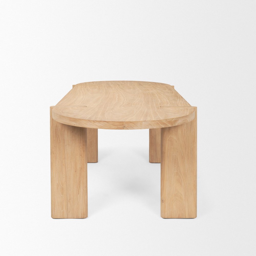 91" Brown Solid Wood Oval Dining Table