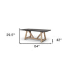 84" Black and Brown Solid Wood Trestle Base Dining Table