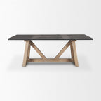 84" Black and Brown Solid Wood Trestle Base Dining Table