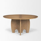 59" Brown Solid Wood Pedestal Base Round Top Dining Table