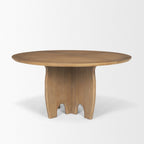 59" Brown Solid Wood Pedestal Base Round Top Dining Table