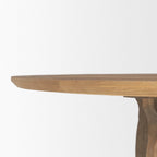 59" Brown Solid Wood Pedestal Base Round Top Dining Table