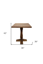 36" Brown Solid Wood Square Pedestal Bar Table