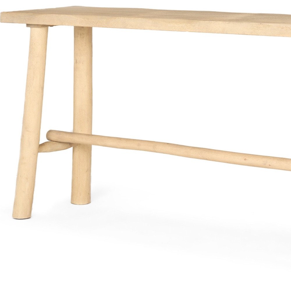 66" Light Brown Solid Wood Trestle Console Table