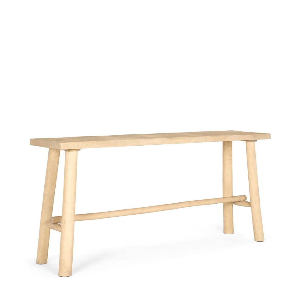 66" Light Brown Solid Wood Trestle Console Table