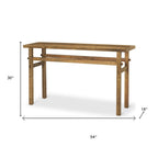 54" Brown Solid Wood Distressed Console Table