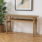 54" Brown Solid Wood Distressed Console Table