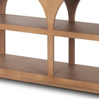 54" Brown Solid Wood Floor Shelf Console Table With Two Shelves