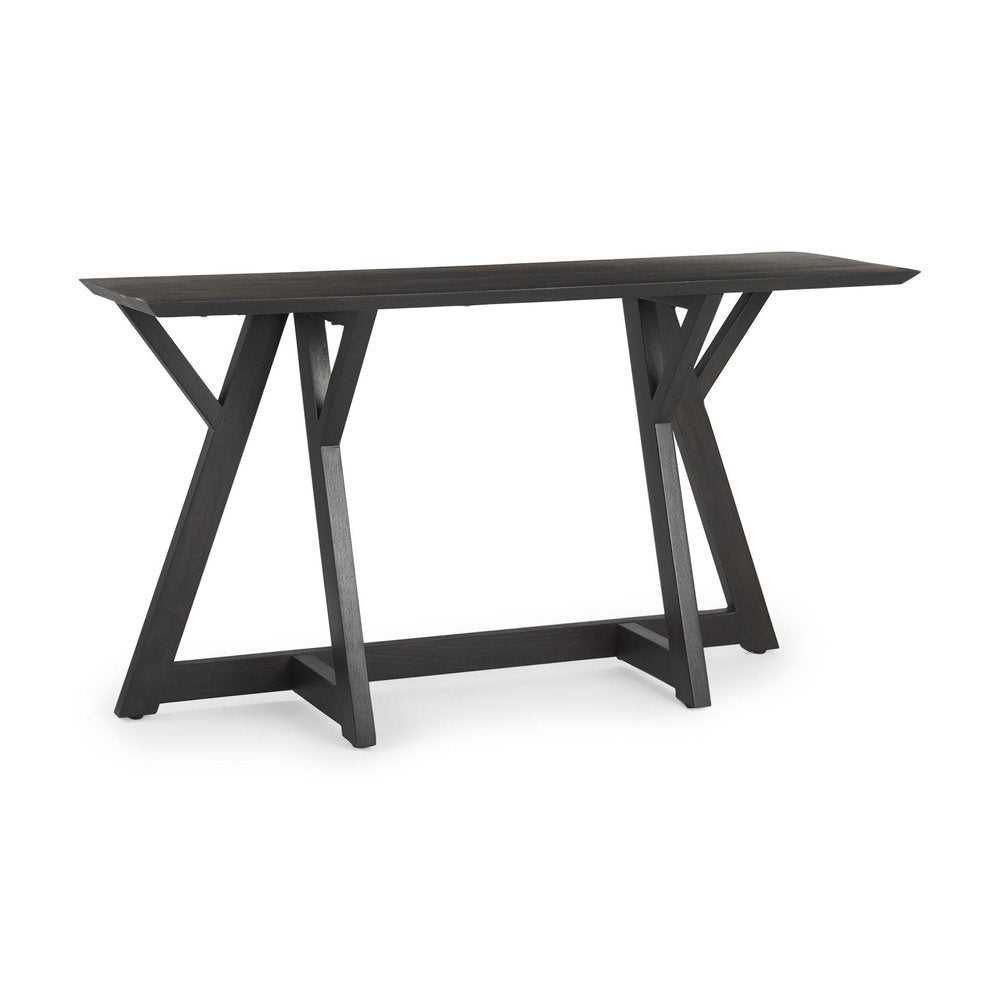 54" Brown Solid Wood Trestle Console Table