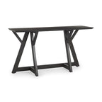54" Brown Solid Wood Trestle Console Table