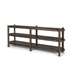 80" Dark Brown Solid Wood Oval Six Leg Console Table With Two Shelves