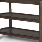 80" Dark Brown Solid Wood Oval Six Leg Console Table With Two Shelves