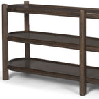 80" Dark Brown Solid Wood Oval Six Leg Console Table With Two Shelves