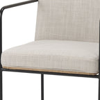 Beige and Black Upholstered Cushion And Metal Dining Arm Chair