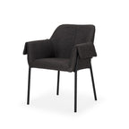 Set of Two Gray and Black Fabric Dining Arm Chairs