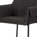 Set of Two Gray and Black Fabric Dining Arm Chairs