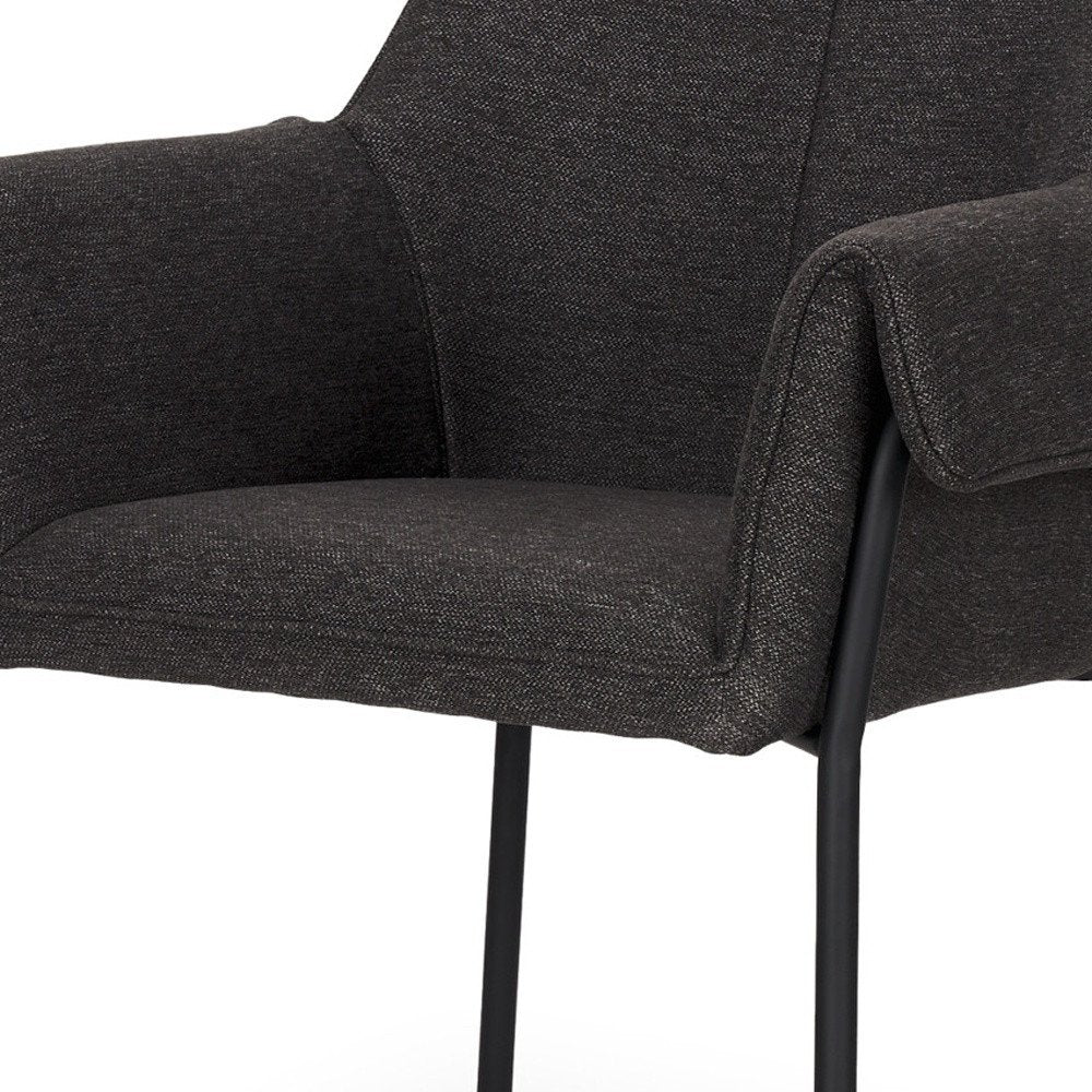 Set of Two Gray and Black Fabric Dining Arm Chairs