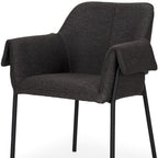 Set of Two Gray and Black Fabric Dining Arm Chairs