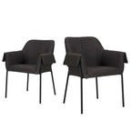 Set of Two Gray and Black Fabric Dining Arm Chairs