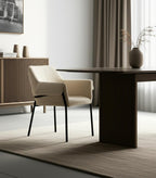 Set of Two Gray and Black Fabric Dining Arm Chairs