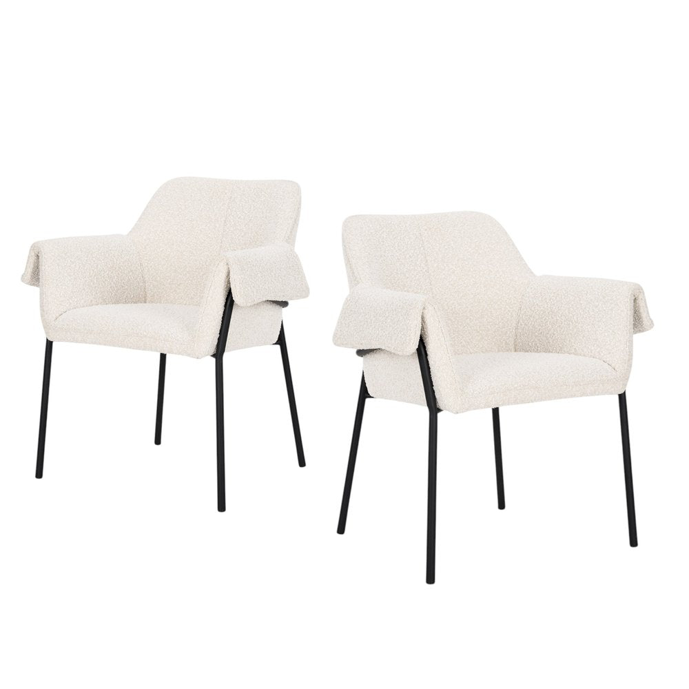 Set of Two Gray and Black Fabric Dining Arm Chairs