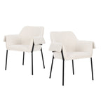 Set of Two Gray and Black Fabric Dining Arm Chairs
