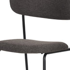 Set of Two Gray and Black Fabric Open Back Dining Side Chairs