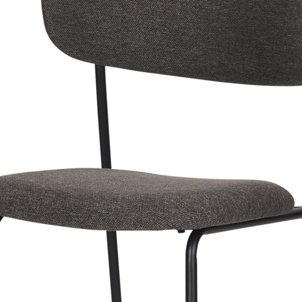 Set of Two Gray and Black Fabric Open Back Dining Side Chairs