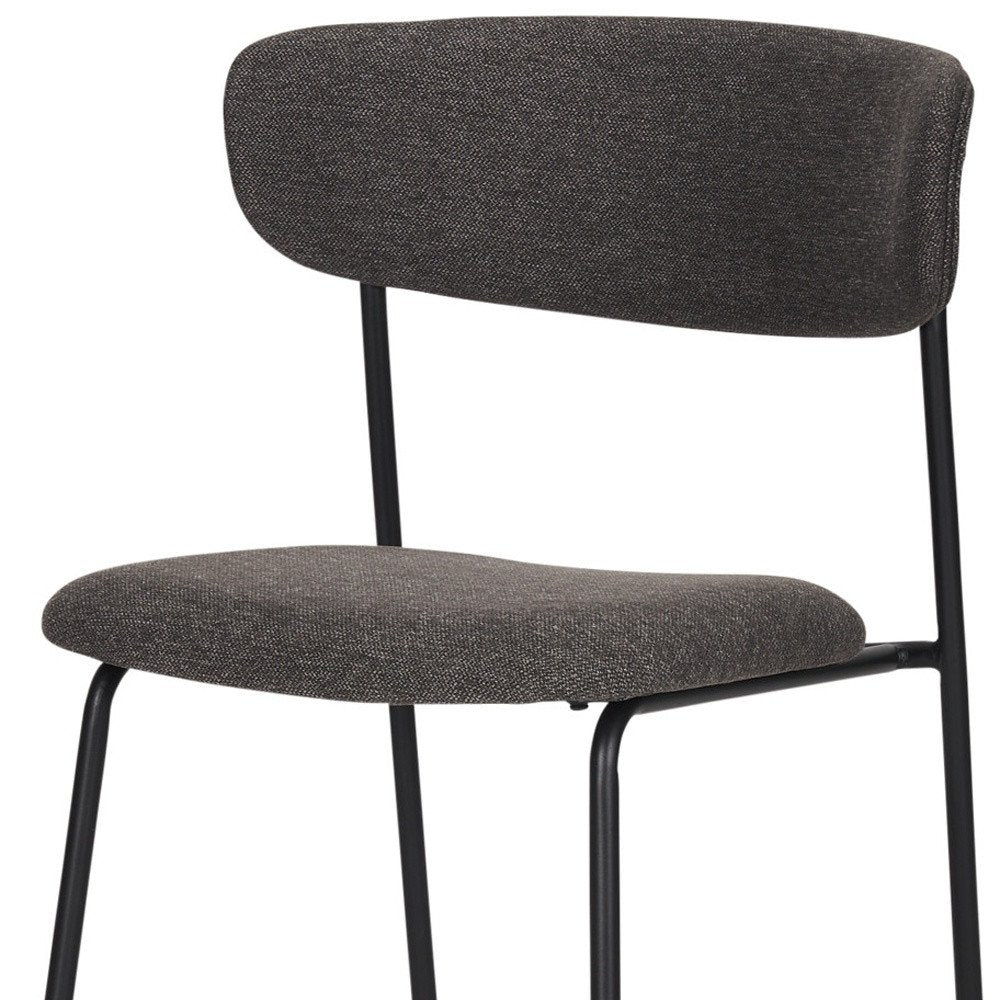 Set of Two Gray and Black Fabric Open Back Dining Side Chairs