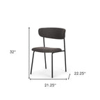 Set of Two Gray and Black Fabric Open Back Dining Side Chairs