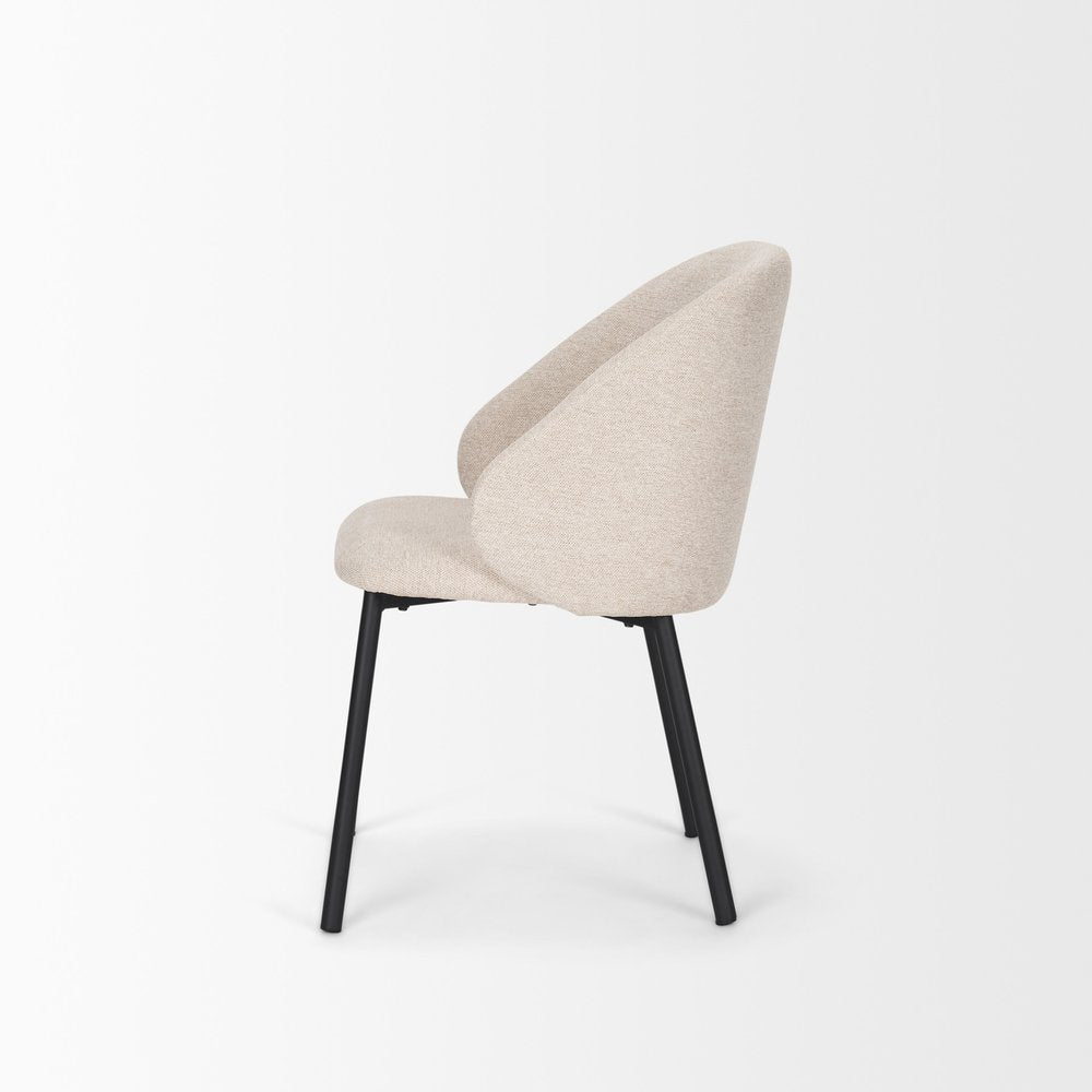 Set of Two Gray and Black Fabric Dining Side Chairs