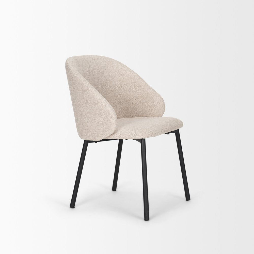 Set of Two Gray and Black Fabric Dining Side Chairs