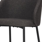 Set of Two Gray and Black Fabric Dining Side Chairs
