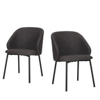 Set of Two Gray and Black Fabric Dining Side Chairs