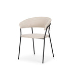 Set of Two Beige and Black Fabric Open Back Dining Arm Chairs