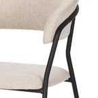 Set of Two Beige and Black Fabric Open Back Dining Arm Chairs