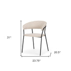 Set of Two Beige and Black Fabric Open Back Dining Arm Chairs