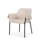 Set of Two Beige and Black Fabric Dining Arm Chairs