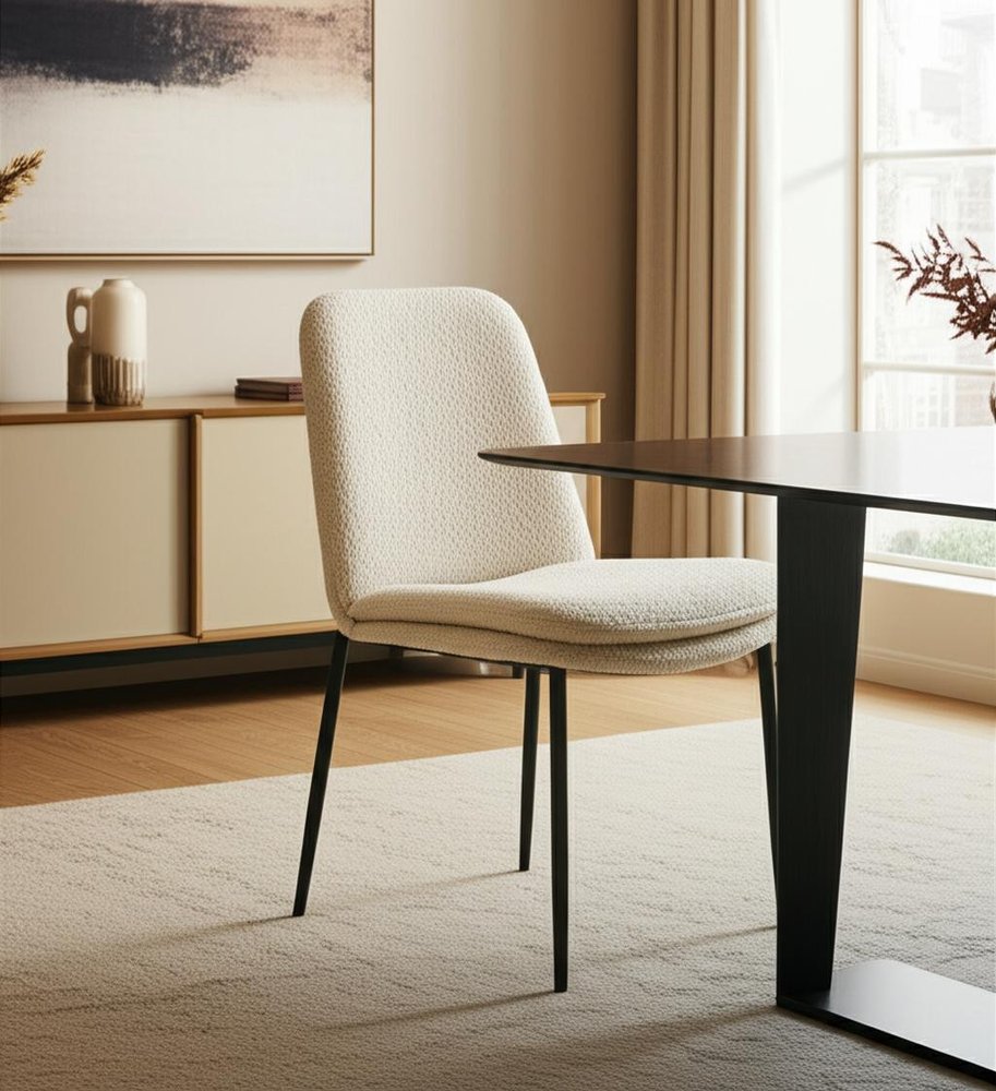 Set of Two Gray and Black Fabric Dining Side Chairs