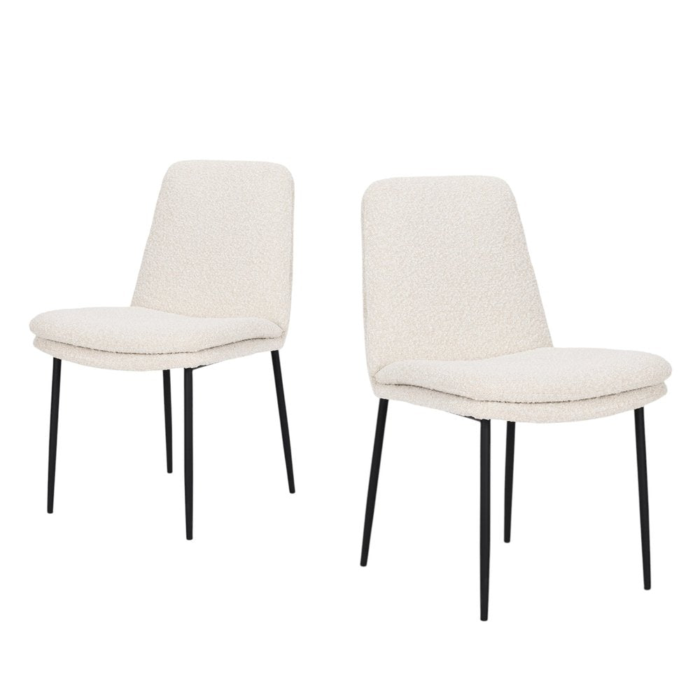 Set of Two Gray and Black Fabric Dining Side Chairs