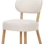 Set of Two Beige and Brown Fabric Open Back Dining Side Chairs