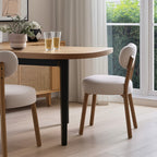 Set of Two Beige and Brown Fabric Open Back Dining Side Chairs