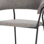 Set of Two Gray and Black Fabric Open Back Dining Arm Chairs