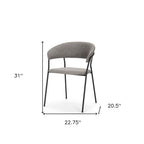 Set of Two Gray and Black Fabric Open Back Dining Arm Chairs