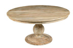 48" Natural Solid Wood Pedestal Base Round Top Dining Table